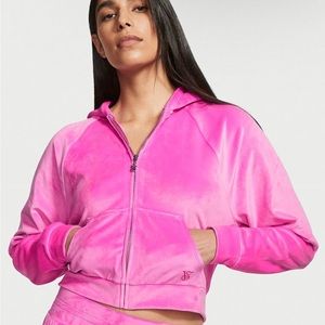 Victoria’s Secret Velour Pink Full Zip Hoodie - NWT Medium